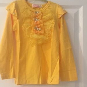 Yellow ruffled lace shirt